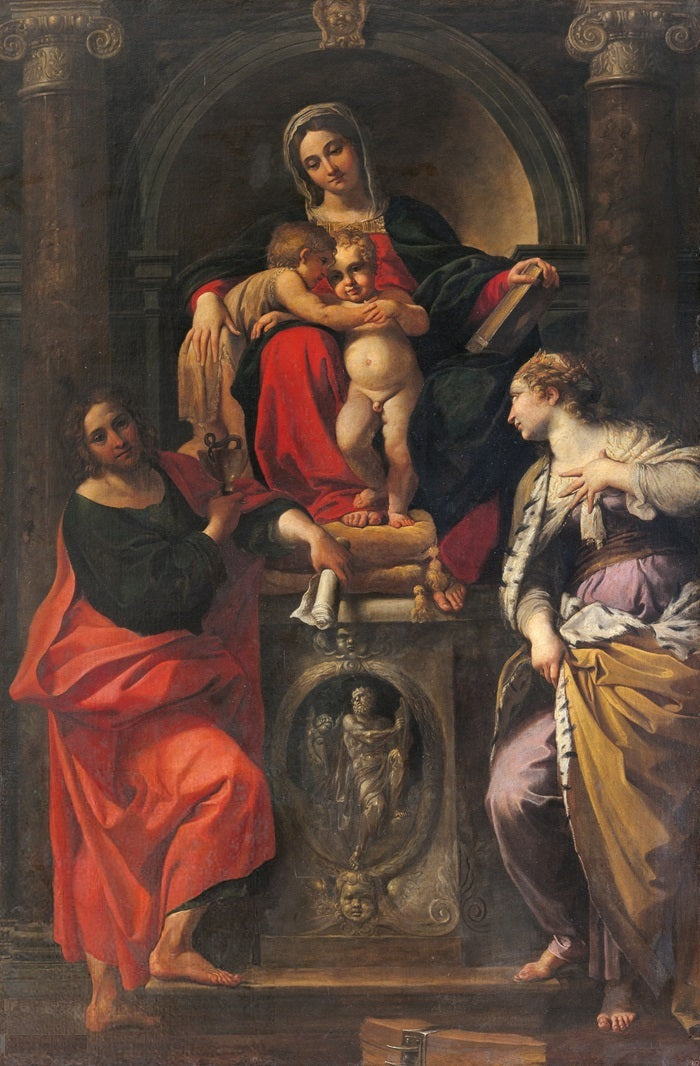 De Maagd met Kind met de heiligen Johannes de Doper, Johannes de Evangelist en Sint Catharina - Annibale Carracci