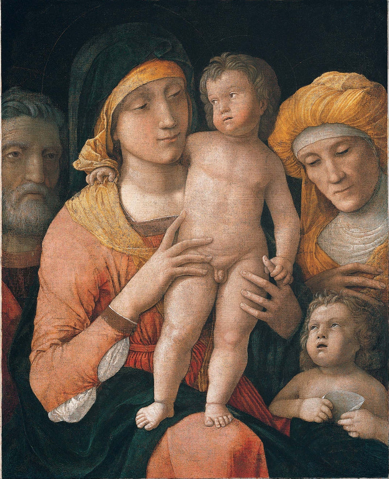 De Maagd met het Kind met de heiligen Jozef, Elisabeth en Johannes de Doper - Andrea Mantegna