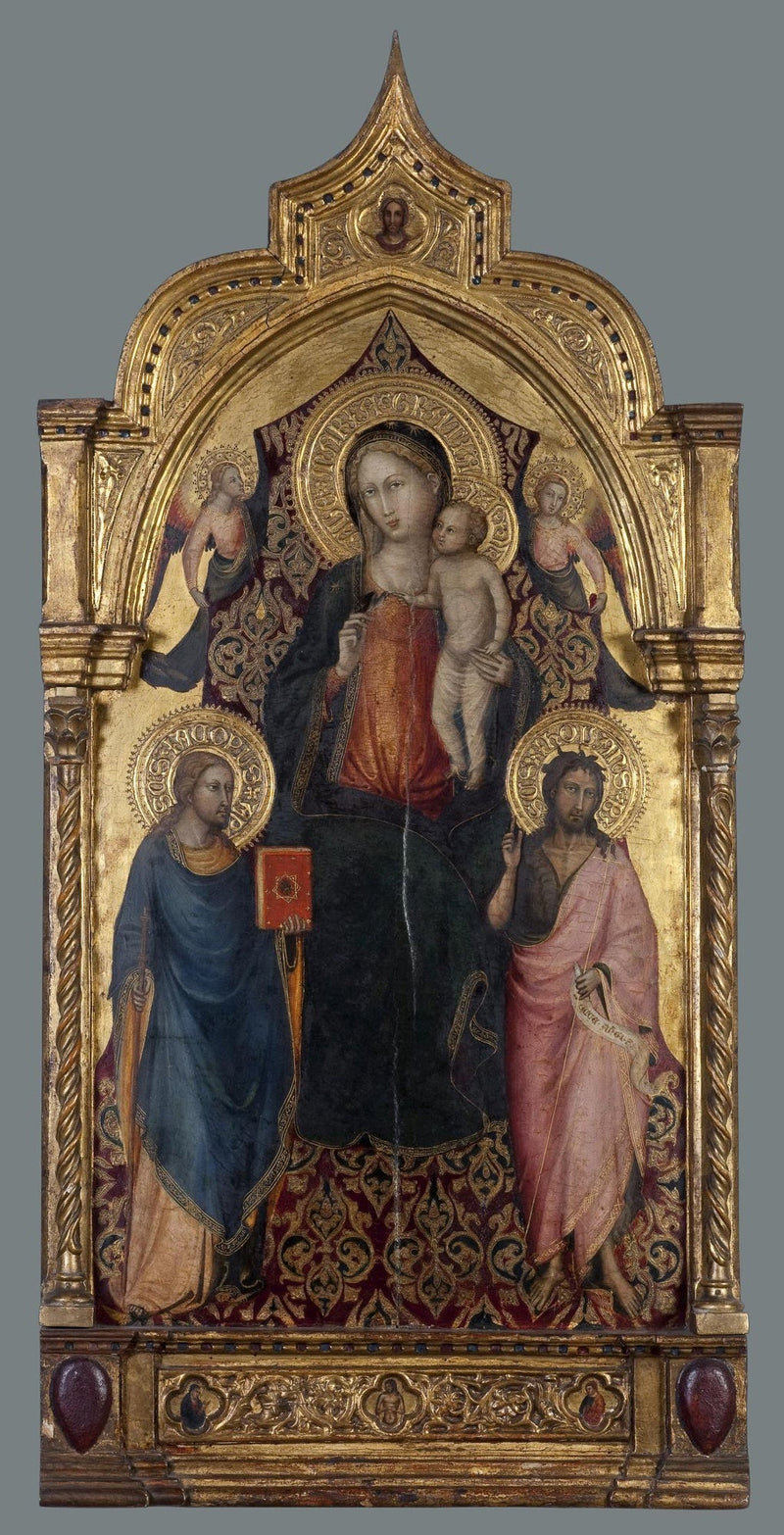 De Maagd met Kind, met Sint Jacobus de Jonge, Sint Johannes de Doper en engelen - Bicci di Lorenzo