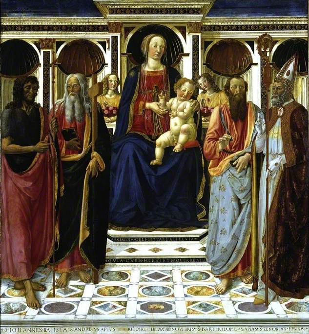 De Maagd met Kind, met Sint-Jan de Doper, Sint-André Beroeps en Sint-Zenobius - Cosimo Rosselli