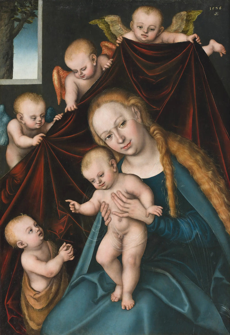 De Maagd met Kind, met jonge Johannes de Doper en engelen - Lucas Cranach de Ouderling