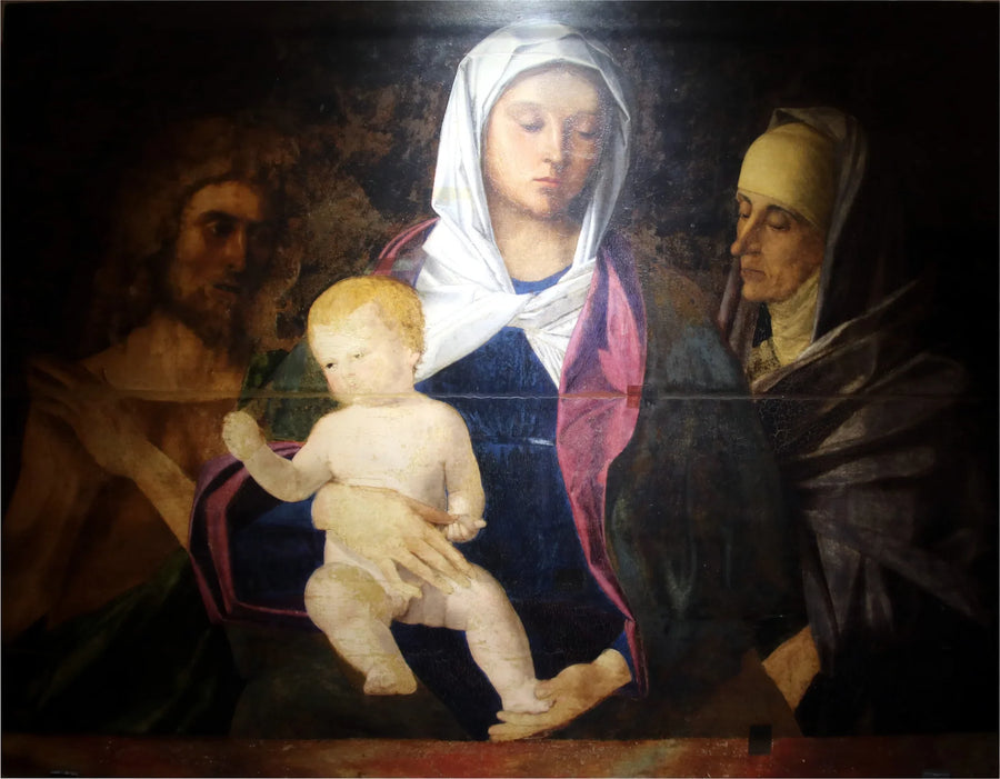 De Maagd met Kind, met Sint-Jan de Doper en Sint-Anne - Giovanni Bellini