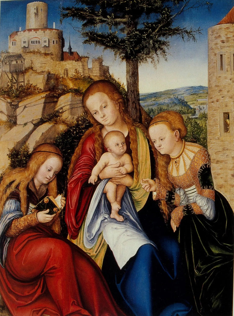 De Maagd met Kind met Sint-Barbara en Sint-Catharina van Alexandrië - Lucas Cranach de Oudere