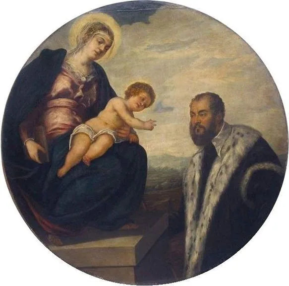 De Maagd met Kind en een senator - Jacopo Tintoretto
