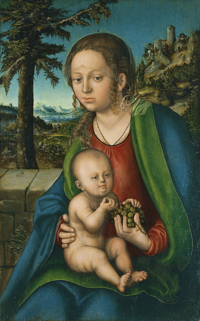 De Maagd met Kind met een tros druiven - Lucas Cranach de Oudere