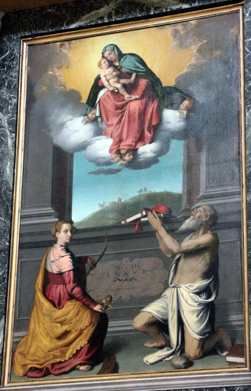 De Maagd met Kind in glorie met heiligen - Giovanni Battista Moroni