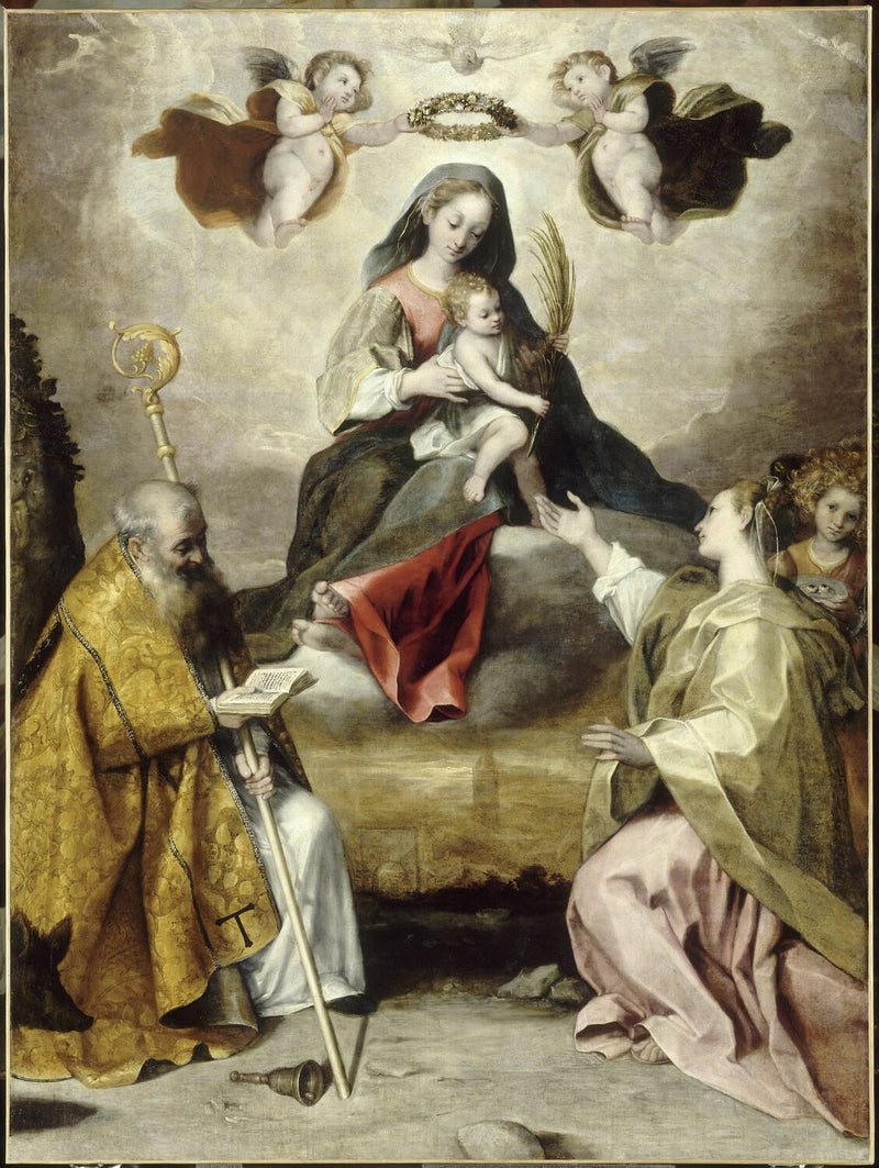 De Maagd met Kind in glorie met Sint-Antonius abt en Sint-Lucas - Federico Barroci