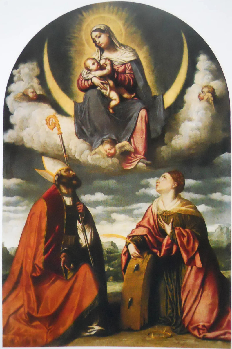 De Maagd met Kind in glorie met Sint Martinus en Sint Catharina - Alessandro Bonvicino