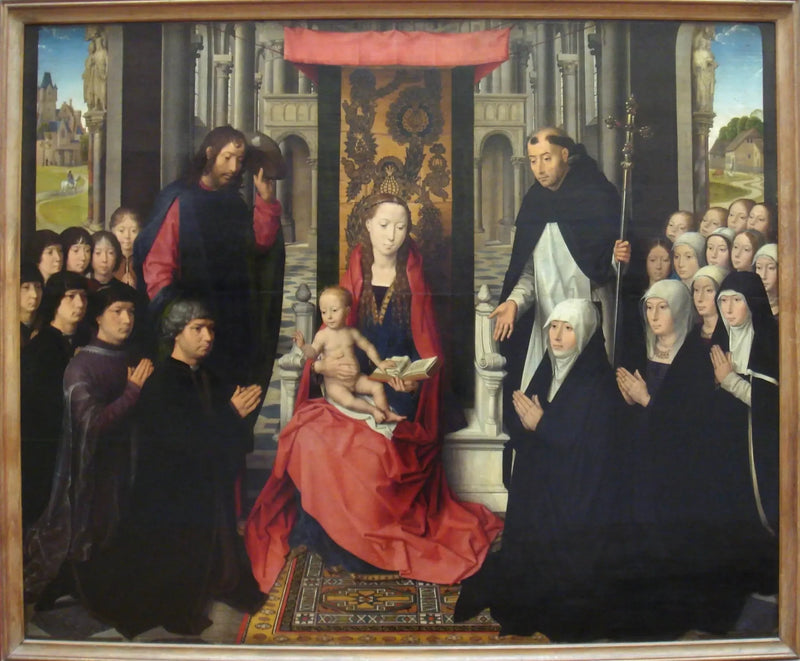De Maagd met Kind tussen Sint-Jacobus en Sint-Dominicus - Hans Memling