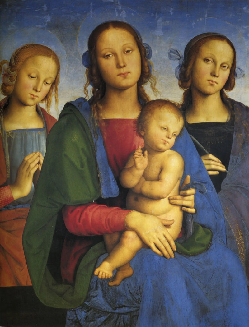 De Maagd met Kind tussen Sint-Catharina van Alexandrië en een heilige - Pietro Perugino