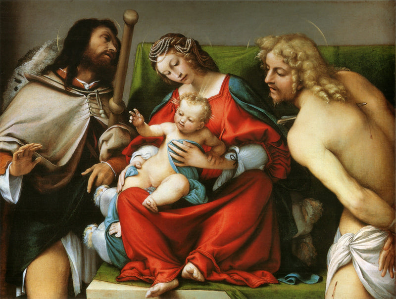 De Maagd met Kind en de heiligen Roel en Sebastiaan - Lorenzo Lotto