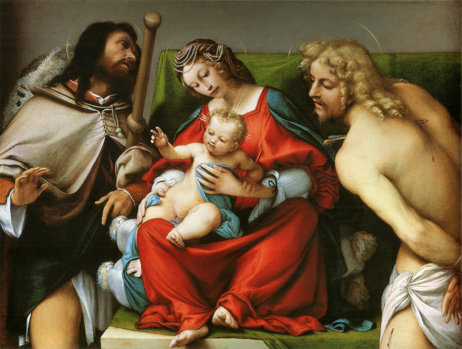De Maagd met Kind en de heiligen Roel en Sebastiaan - Lorenzo Lotto