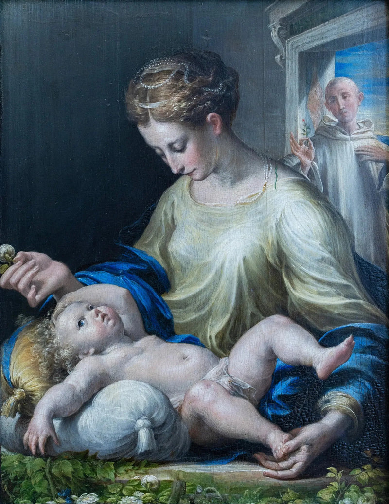 De Maagd met Kind en een monnik - Parmigianino - Parmigianino