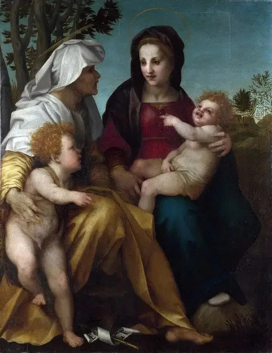 De Maagd met Kind, heilige Elisabeth en heilige Johannes de Doper - Andrea del Sarto