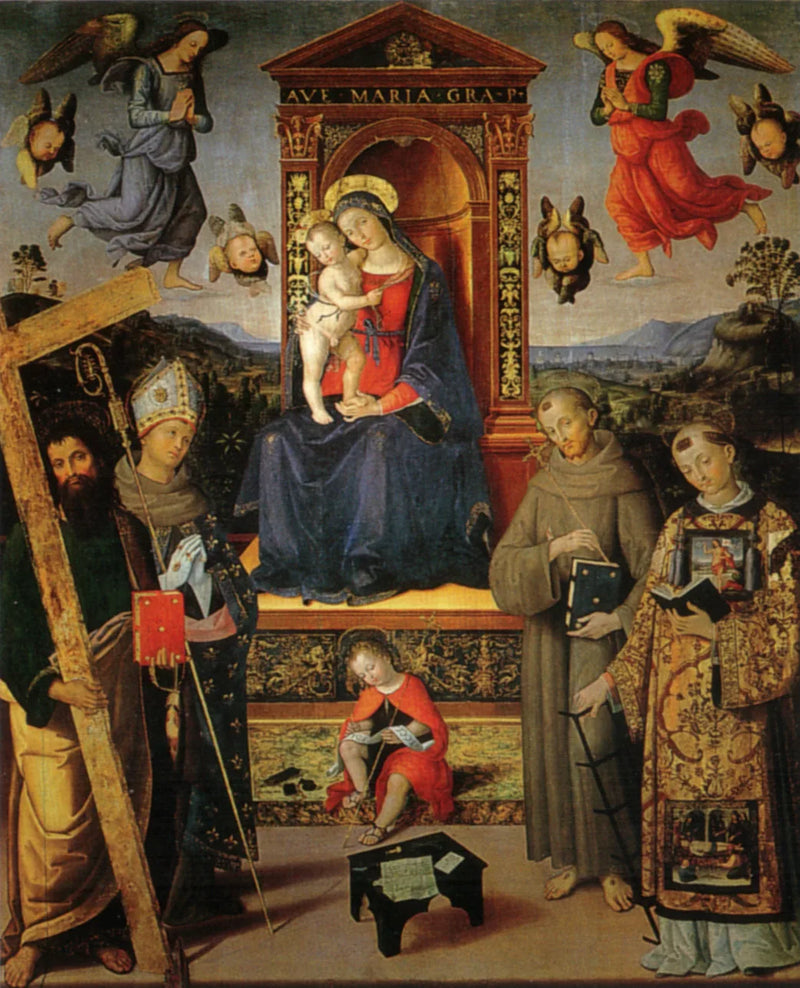 De Maagd met Kind die troont met heiligen - Pinturicchio
