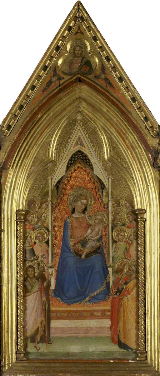 De Maagd met Kind die troont met heiligen (triptyque, middelpaneel) - Bernardo Daddi