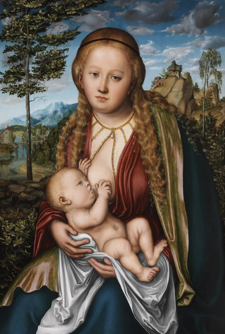 De Maagd die het kind voedt - Lucas Cranach de Oudere