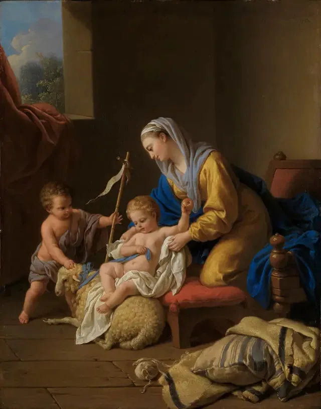 De Maagd vermaakt het kind Jezus, de kleine Sint Johannes met een schaap - Louis Jean François Lagrenée

Source:
La Vierge amuse l'enfant Jésus, le petit Saint Jean avec un mouton - Louis Jean François Lagrenée