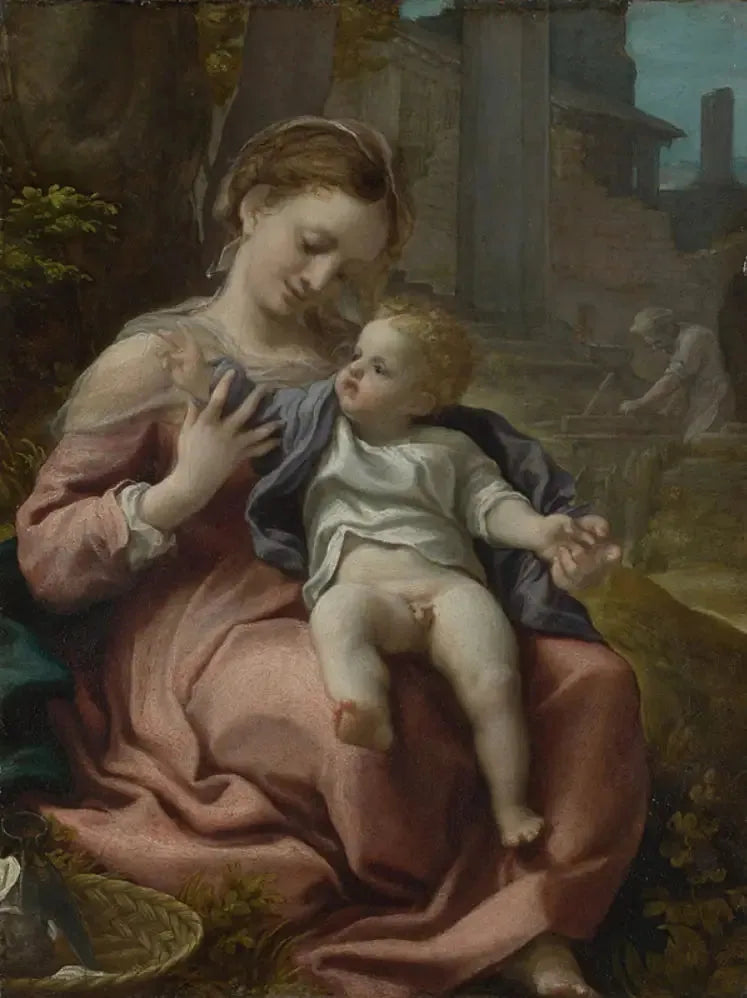 De Maagd met Mandje - Antonio da Correggio