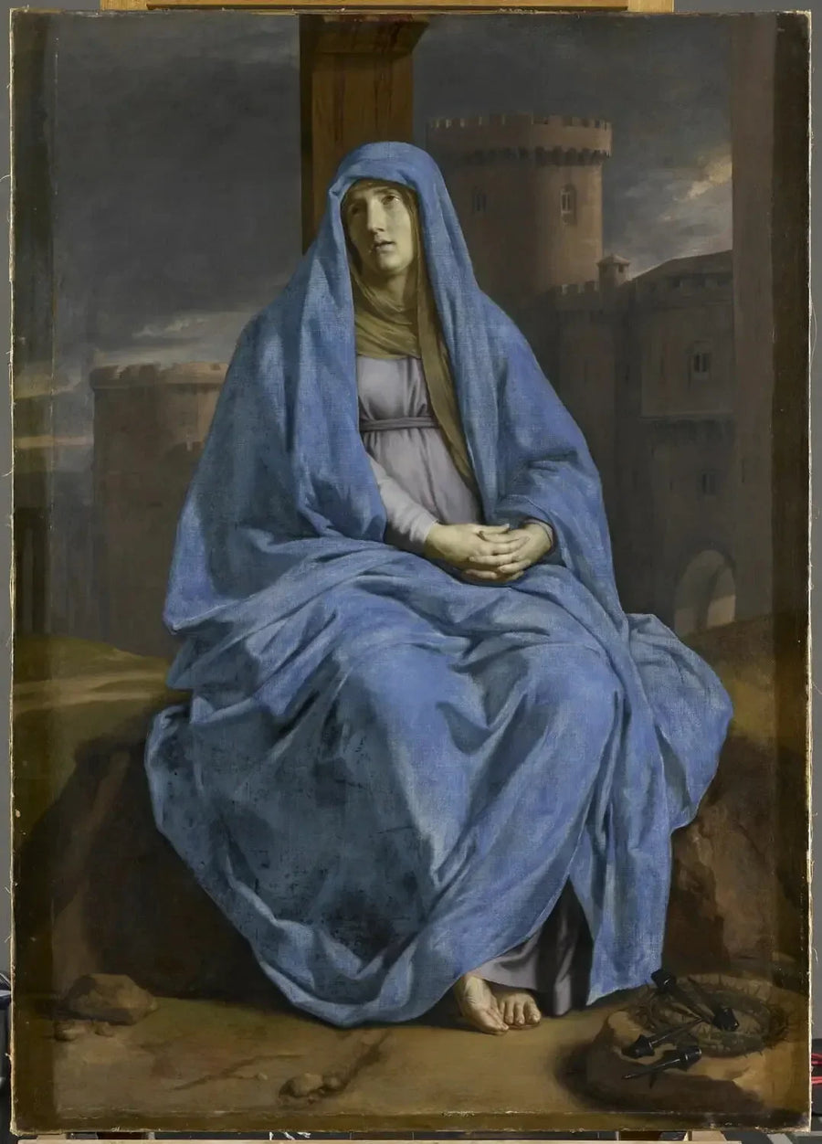 Het Verdrietige Moederbeeld aan de Voet van het Kruis - Philippe de Champaigne