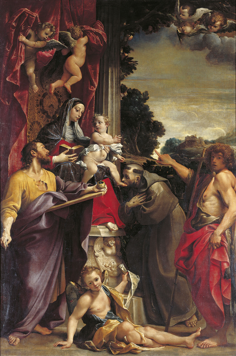De Maagd op troon met Sint Matthijs - Annibale Carracci