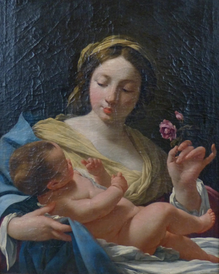 De Maagd en het kind met roos - Simon Vouet