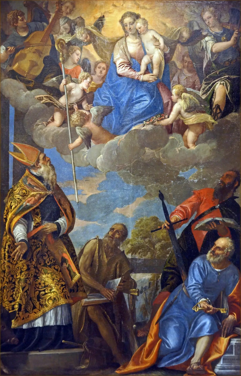 De Maagd en Kind die verschijnen aan Sint-Antonius, Sint-Paulus de Eremiet, Sint-Paulus en Sint-Pieter - Paul Véronèse

Source:
La Vierge et L'Enfant apparaissant à Saint Antoine, Saint Paul Ermite, Saint Paul et Saint Pierre - Paul Véronèse