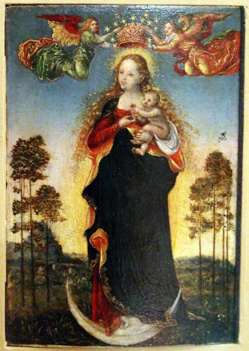 De Maagd en het Kind met twee engelen - Lucas Cranach de Oude