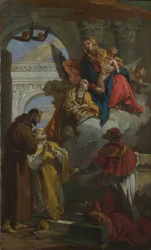 De Maagd en het Kind dat verschijnt voor een groep heiligen - Giovanni Battista Tiepolo