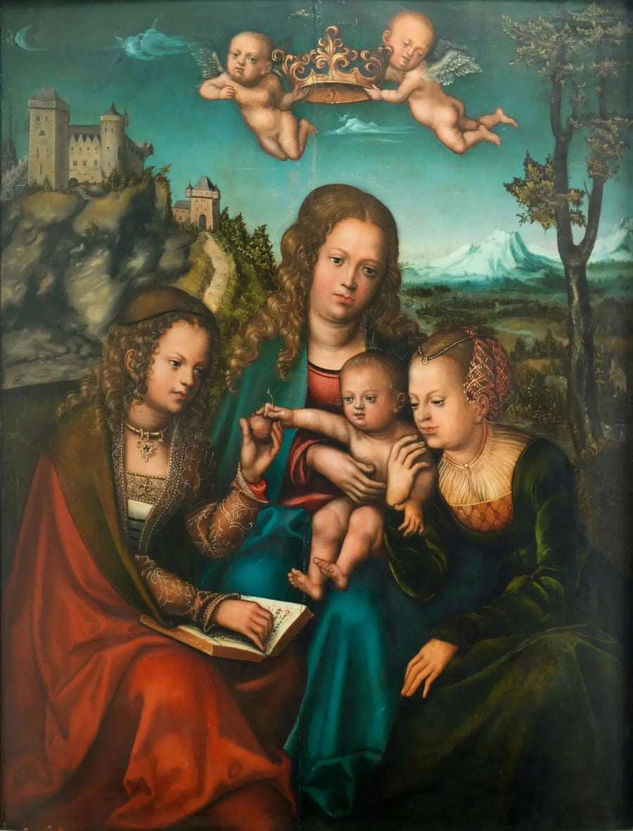 De Maagd geflankeerd door twee heiligen - Lucas Cranach de Oudere