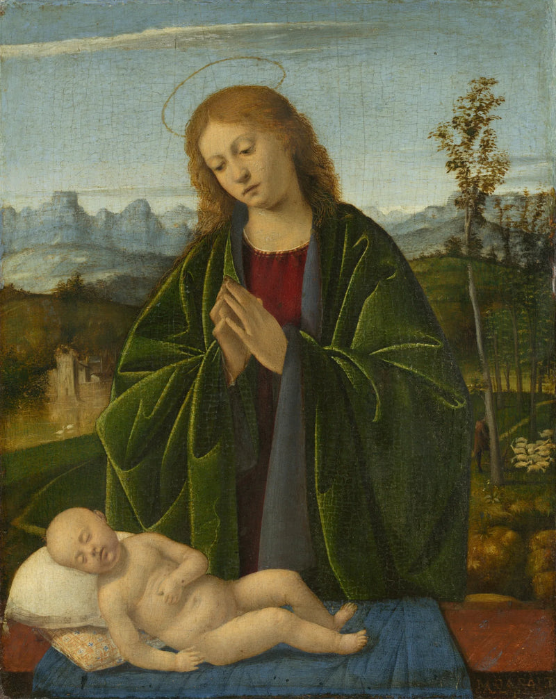 De Maagd Maria aanbidt het Kind - Marco Basaiti