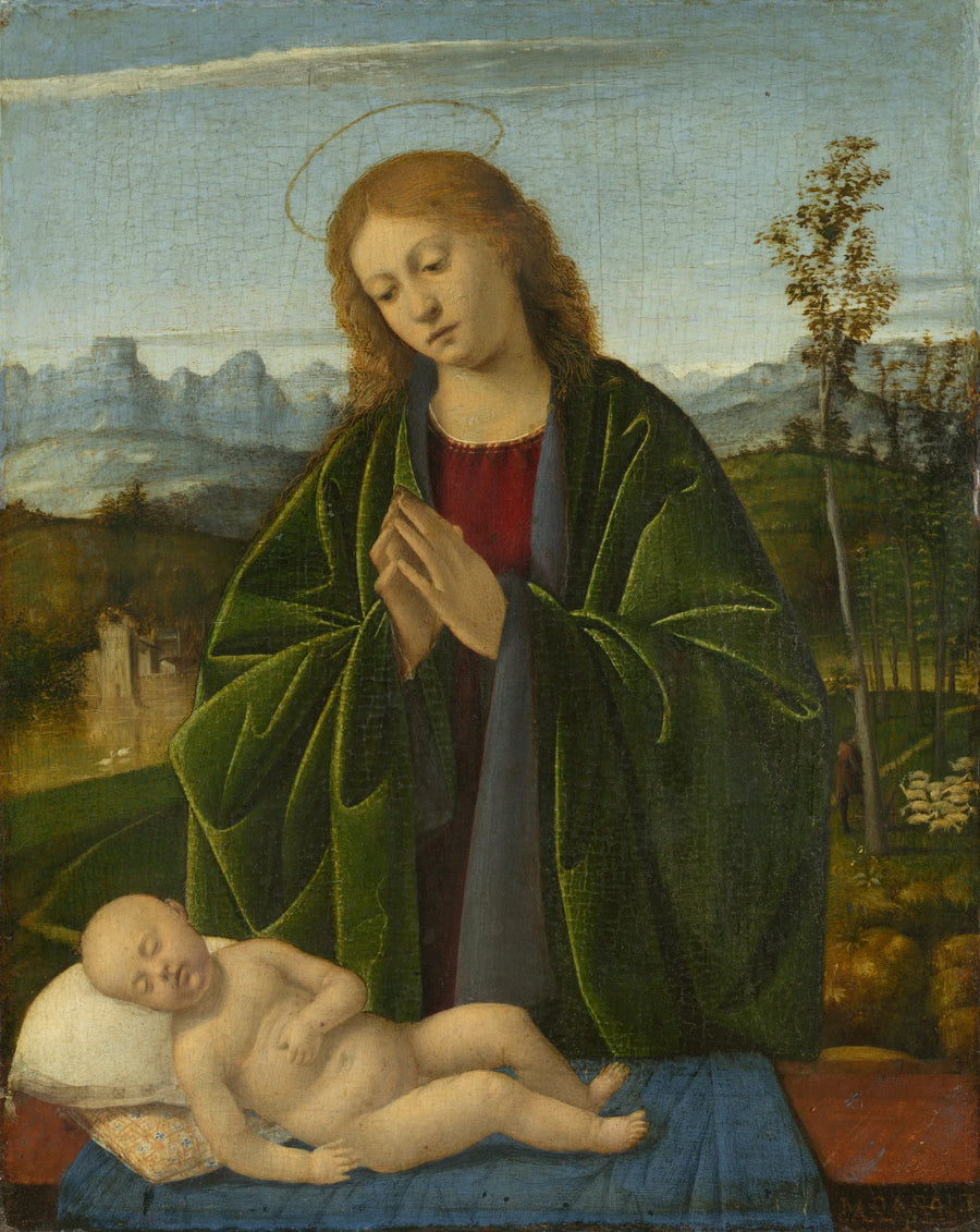 De Maagd Maria aanbidt het Kind - Marco Basaiti