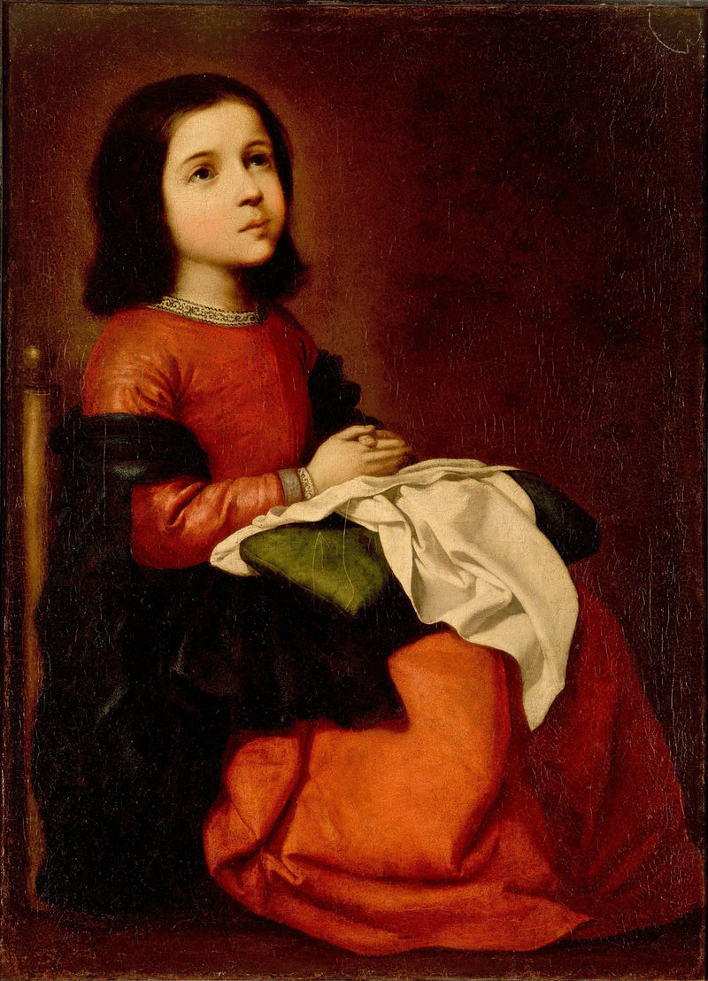 Maria als een kind dat bidt - Francisco de Zurbarán