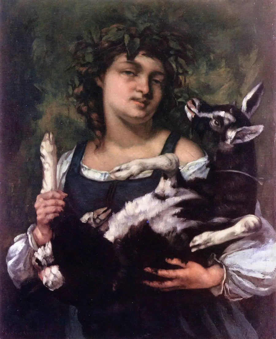 Het dorpmeisje met geitje - Gustave Courbet