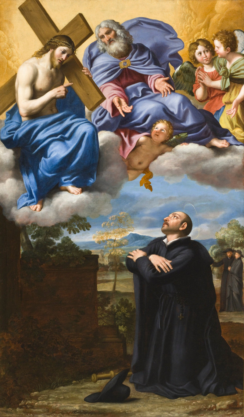 De visie van Christus en God de Vader door Sint Ignatius van Loyola in La Storta - Domenichino
