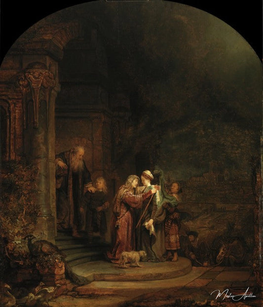 La visite - Rembrandt van Rijn - Reproductions de tableaux et peintures haut de gamme