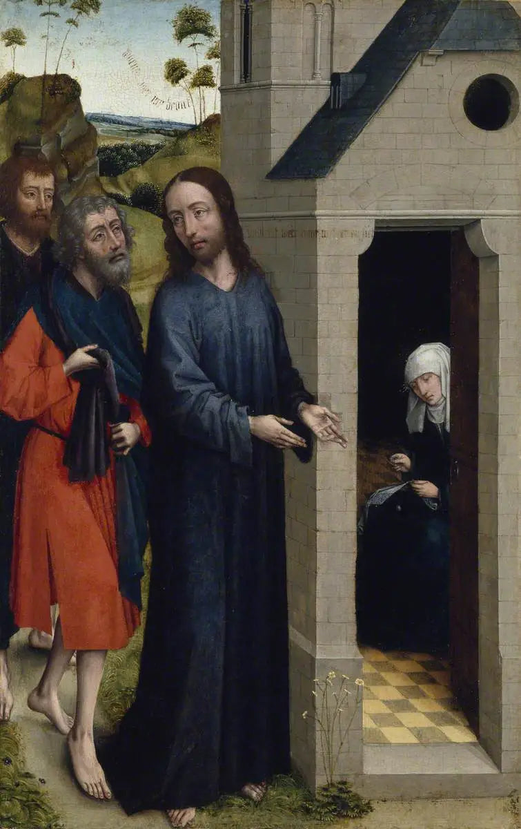 De roeping van André en Simon Pierre (waarschijnlijk een linker vleugel van een retabel) - Rogier van der Weyden