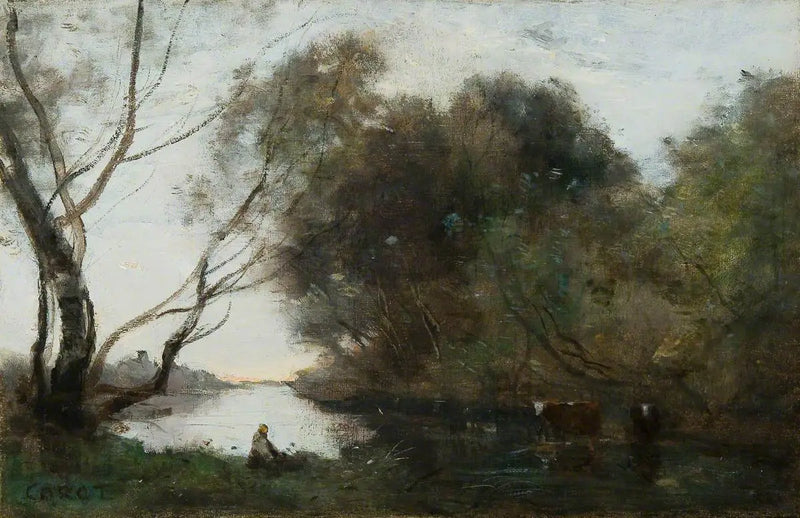 Zonsondergang - Jean-Baptiste Camille Corot