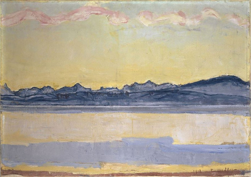 Genève Meer en de Mont-Blanc-keten bij zonsopgang - Ferdinand Hodler