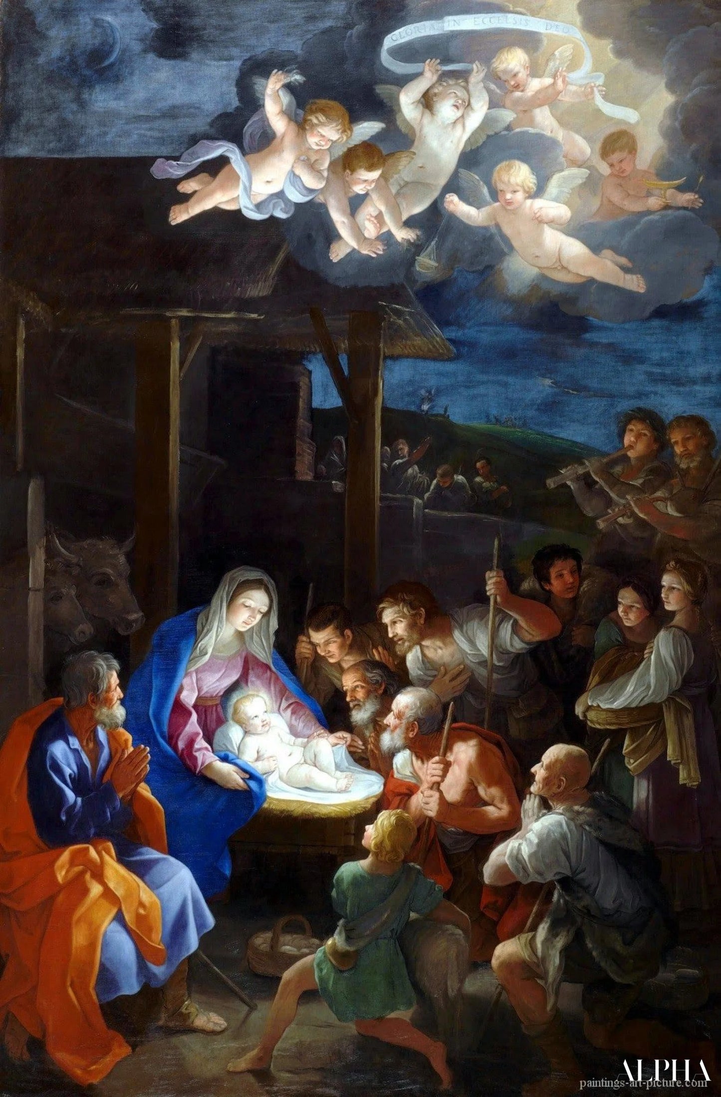Adoratie van de Herders - Guido Reni - Reproducties van schilderijen en hoogwaardige schilderijen