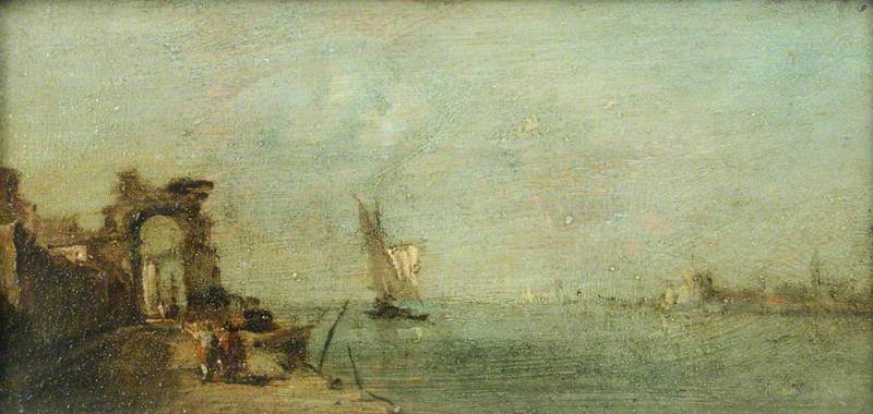 Lagune de Capriccio avec une arche en ruine - Francesco Guardi image 1 copie de tableau peinte à la main