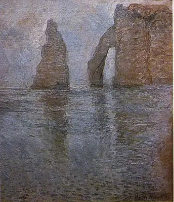 De Naald en de Porte d'Aval gezien stroomopwaarts - Claude Monet