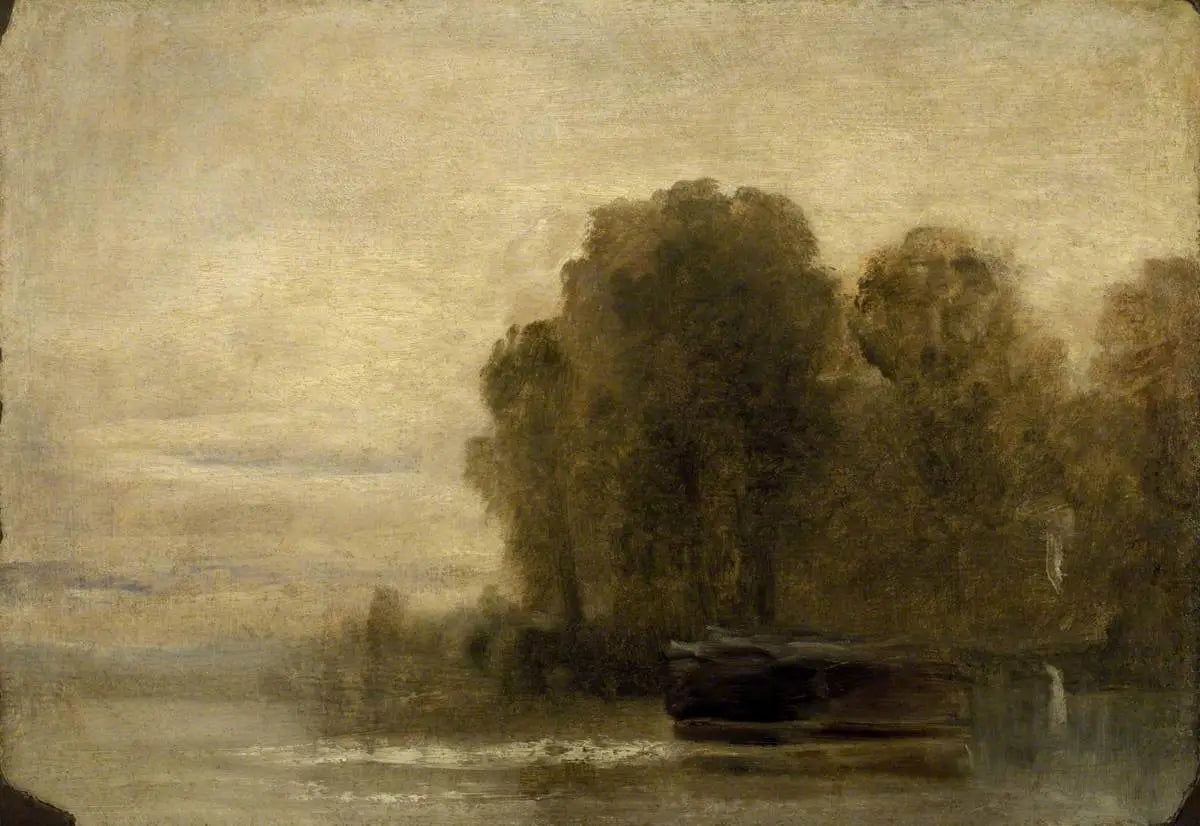 Lake or River with Trees on the Right - J. M. W. Turner image 1 reproduction de peinture à l’huile