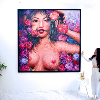 L’amour en Fleurs | 200 x 200 cm Reproductions de tableaux à la peinture à l’huile
