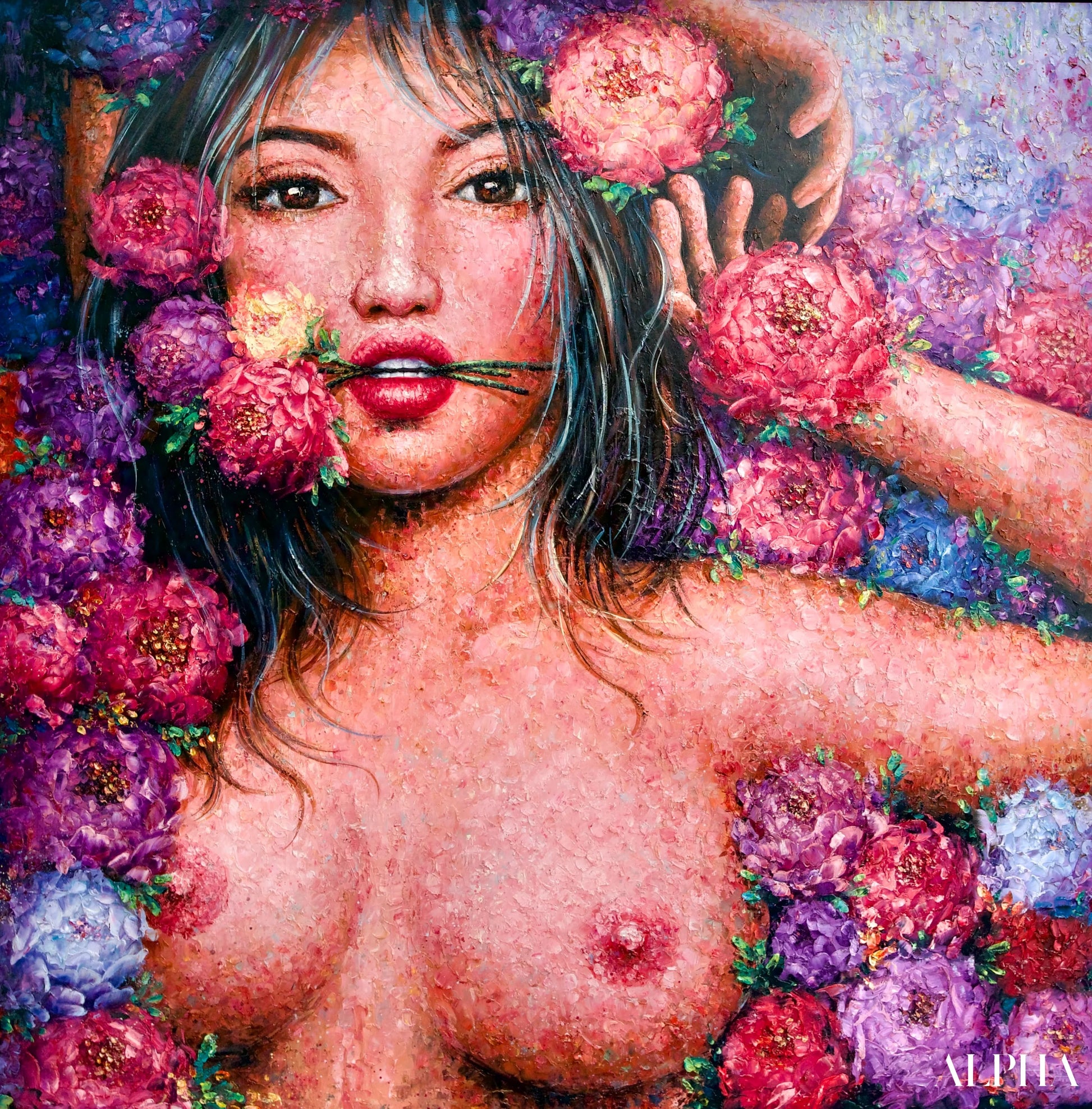L’amour en Fleurs | 200 x 200 cm Reproductions de tableaux à la peinture à l’huile