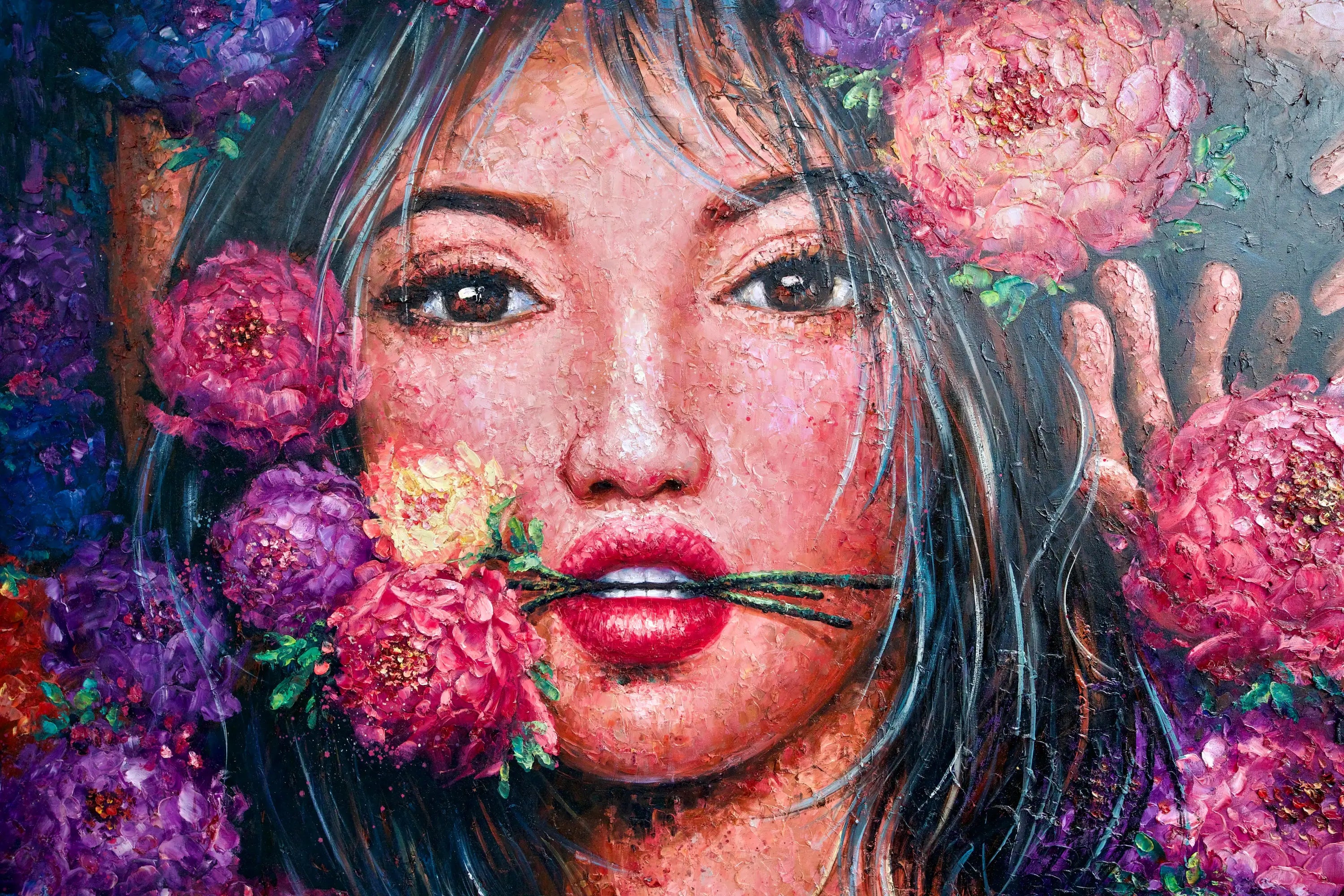 L’amour en Fleurs | 200 x 200 cm Reproductions de tableaux à la peinture à l’huile