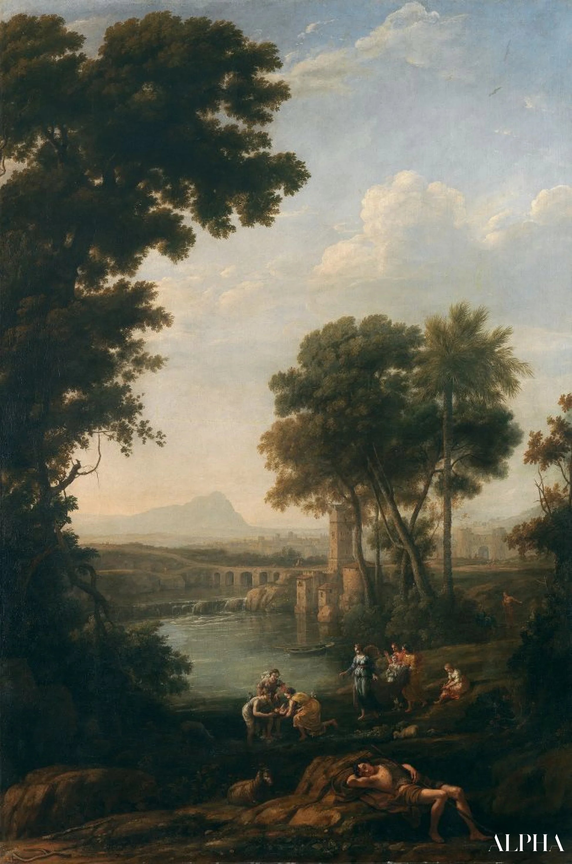 Reproduction du tableau « Landscape with the finding of Moses - Claude Lorrain » par Alpha Reproduction en peinture à l’huile