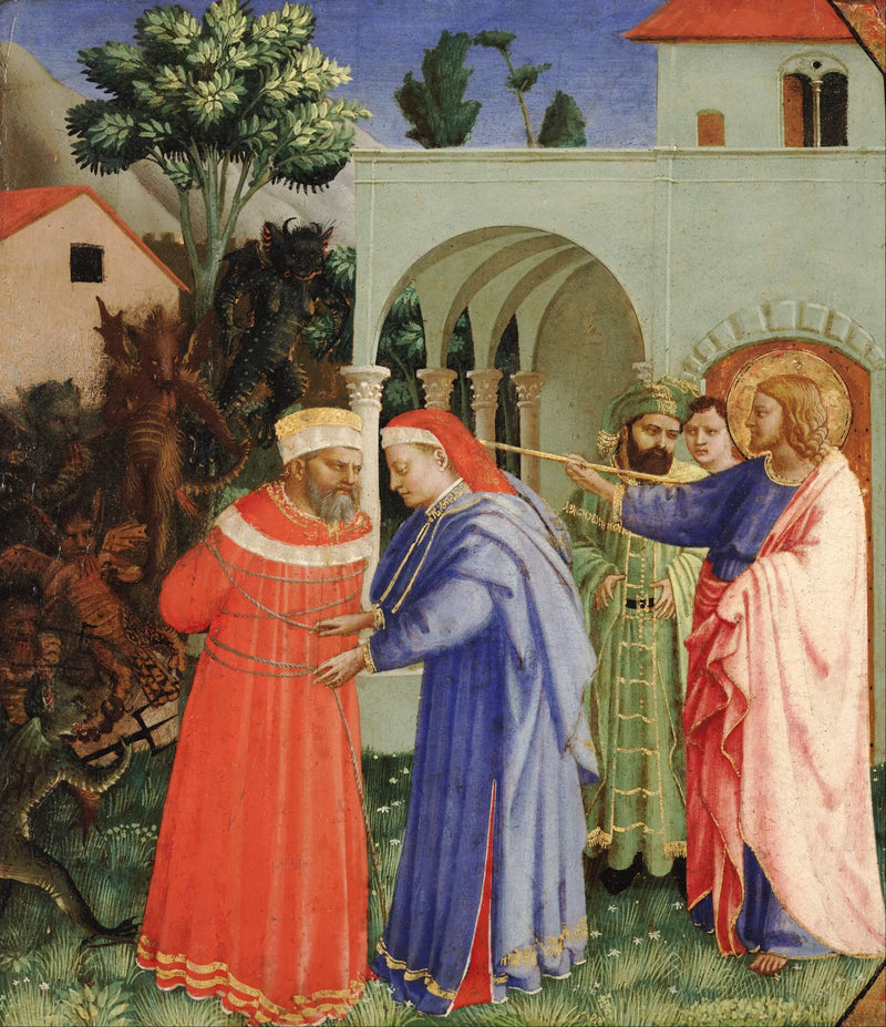 De apostel Sint Jacobus de Grote die de tovenaar Hermogènes bevrijdt - Fra Angelico

Source:
L'apôtre saint Jacques le Majeur libérant le magicien Hermogène - Fra Angelico