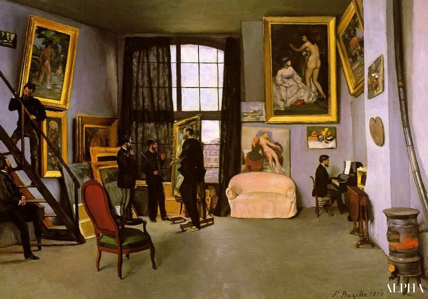 De atelier van de kunstenaar, rue de la Condamine - Frédéric Bazille - Reproducties van schilderijen en hoogwaardige schilderijen