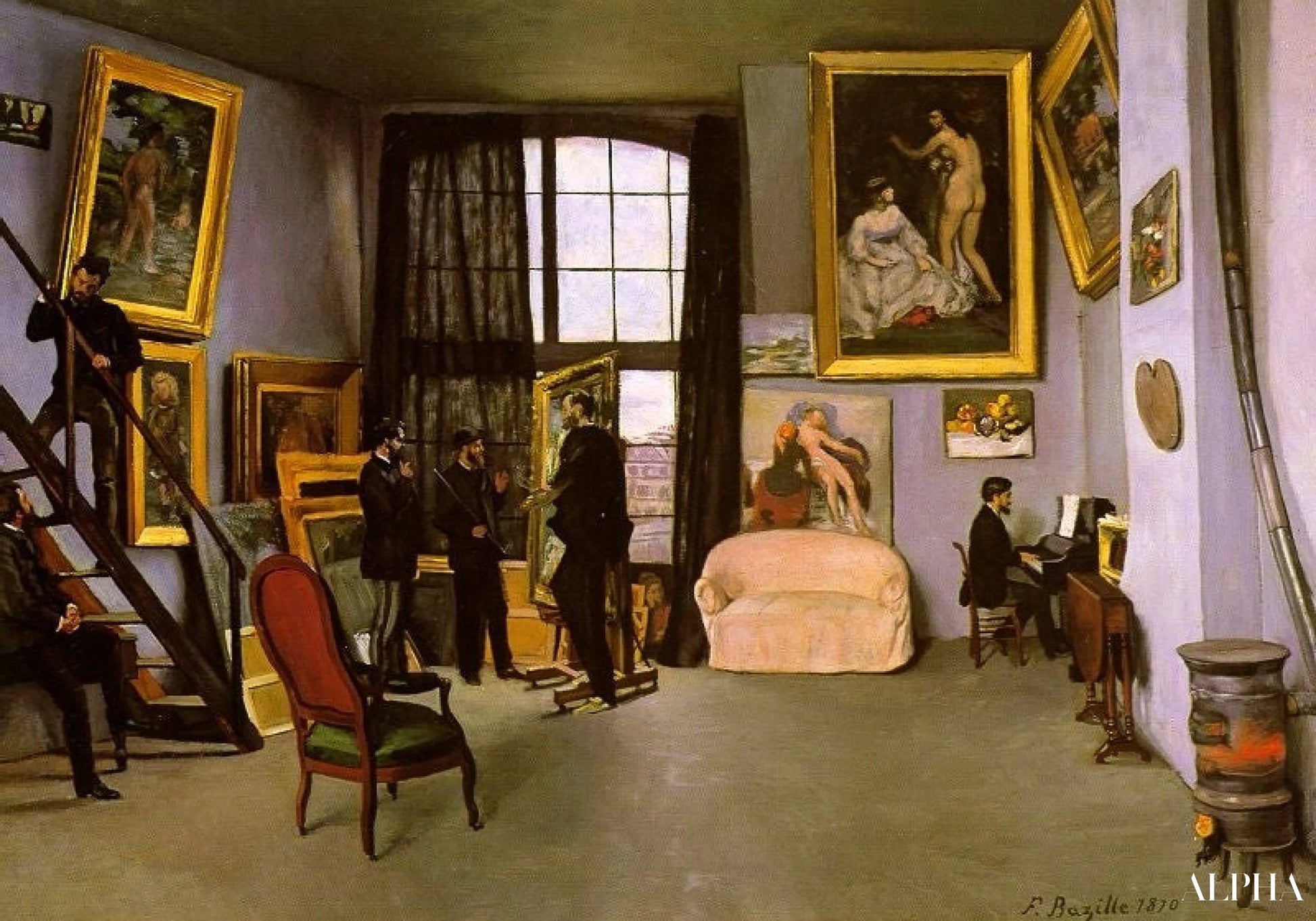 De atelier van de kunstenaar, rue de la Condamine - Frédéric Bazille - Reproducties van schilderijen en hoogwaardige schilderijen